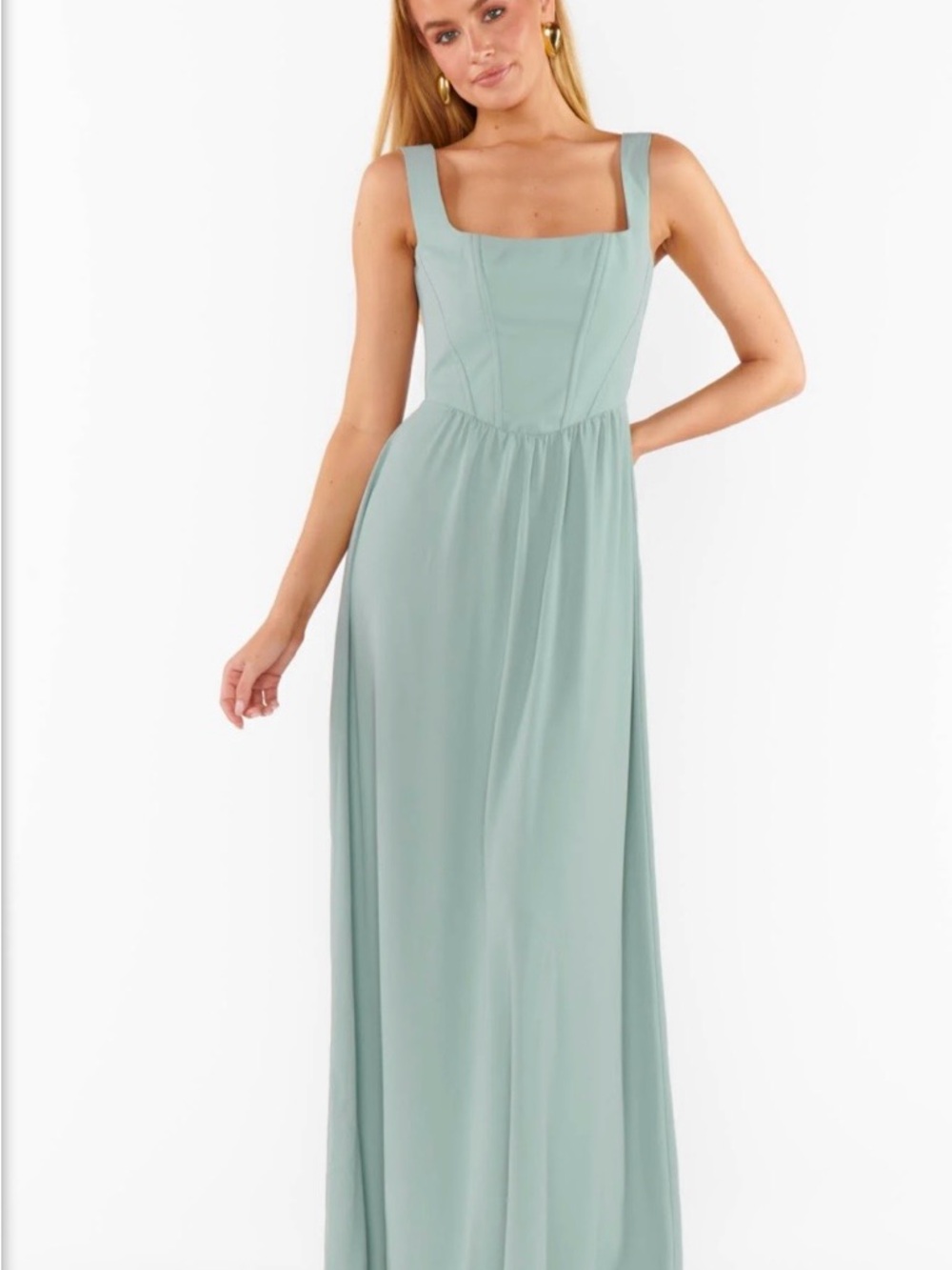 Show Me Your MuMu Light Sage Maxi Dress with Square Neck